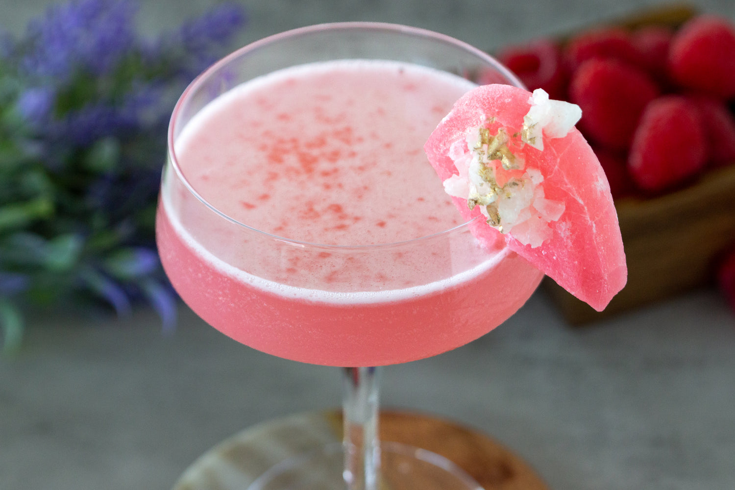 Sip and Sparkle: Indulge in the Raspberry Bliss Cocktail with Edible Gems