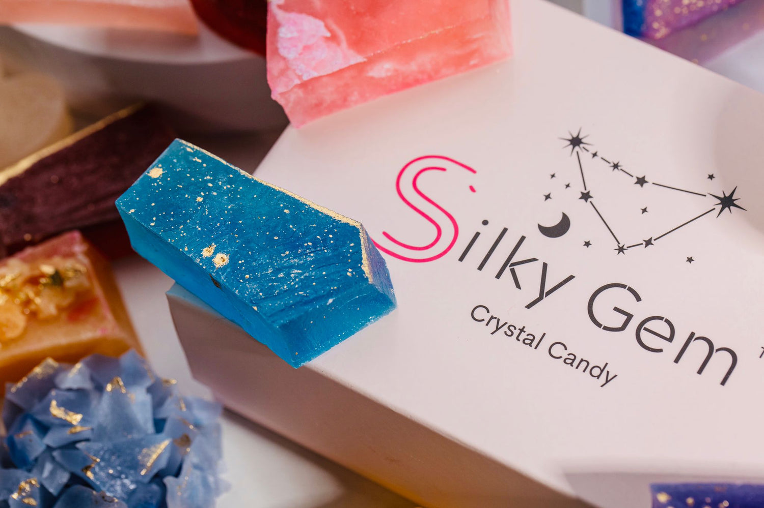 A Little bit about us and about our Crystal Candies, kohakutou, crystal candy, edible gem, edible crystal, edible jewelry, ASMR candy, handmade candy, vegan candy, ASMR crunchy candy, gluten free candy, crystal treats, wagashi 