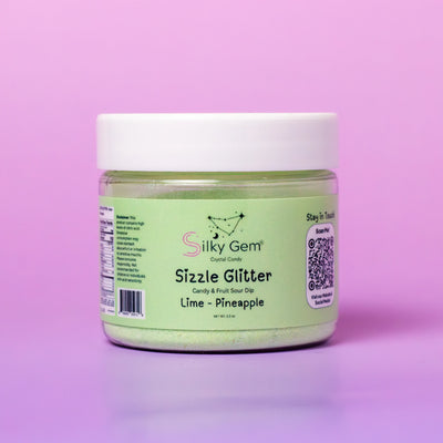 Silky Gem Sizzle Glitter Sour Dip Lime Pineapple crystal candy product image