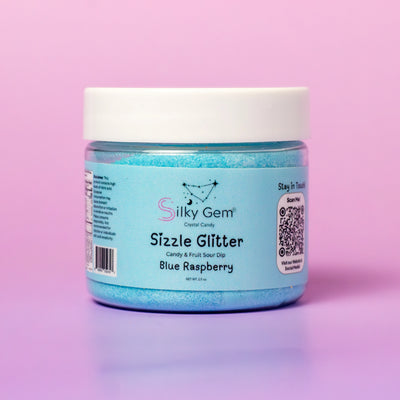 Silky Gem Sizzle Glitter Sour Dip Blue Raspberry crystal candy product image
