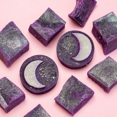 Purple Ube Coconut crystal candies in signature and classic Silky Gem cuts