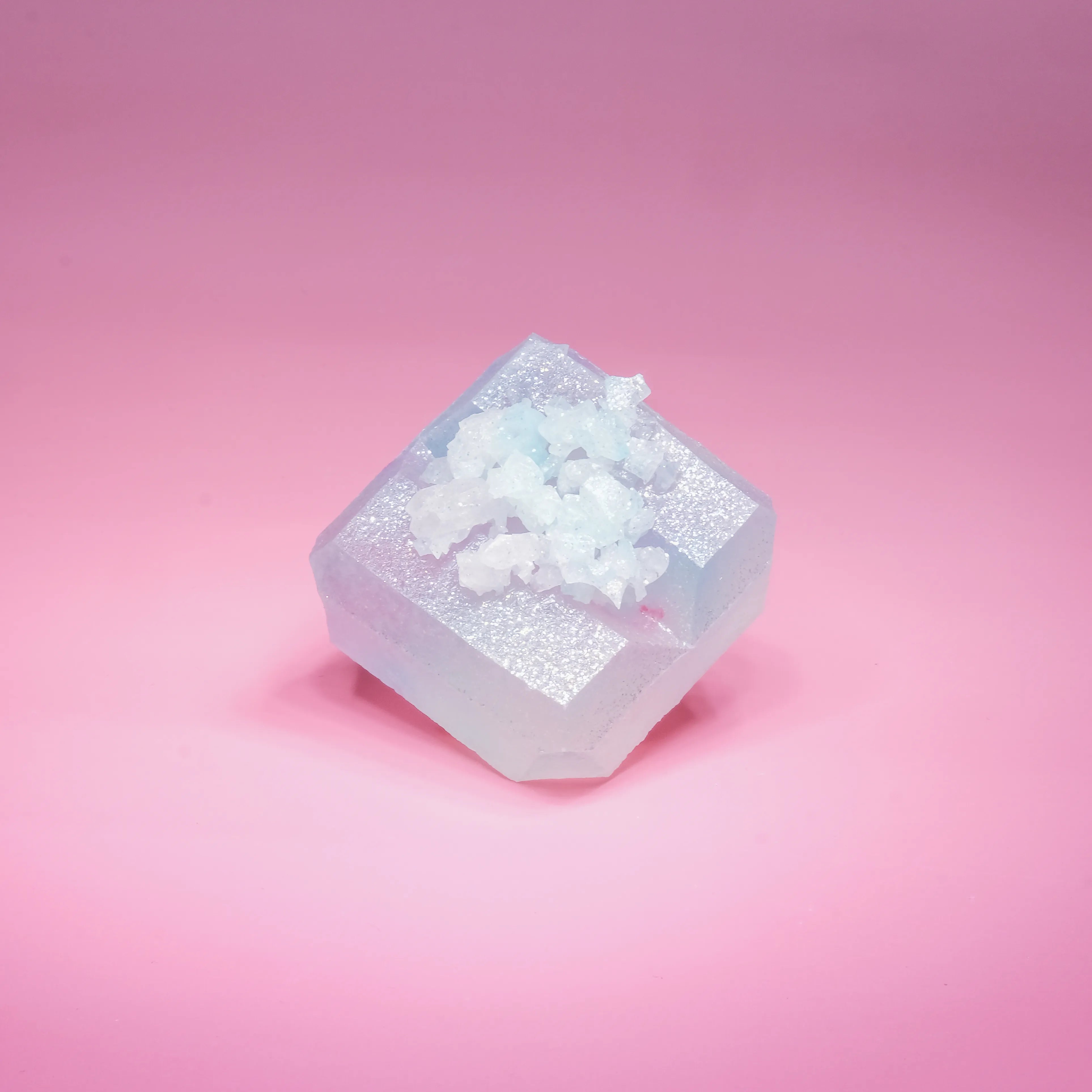 Silky Gem single piece crystal candy. Lychee aurora flavor, blue and purple.