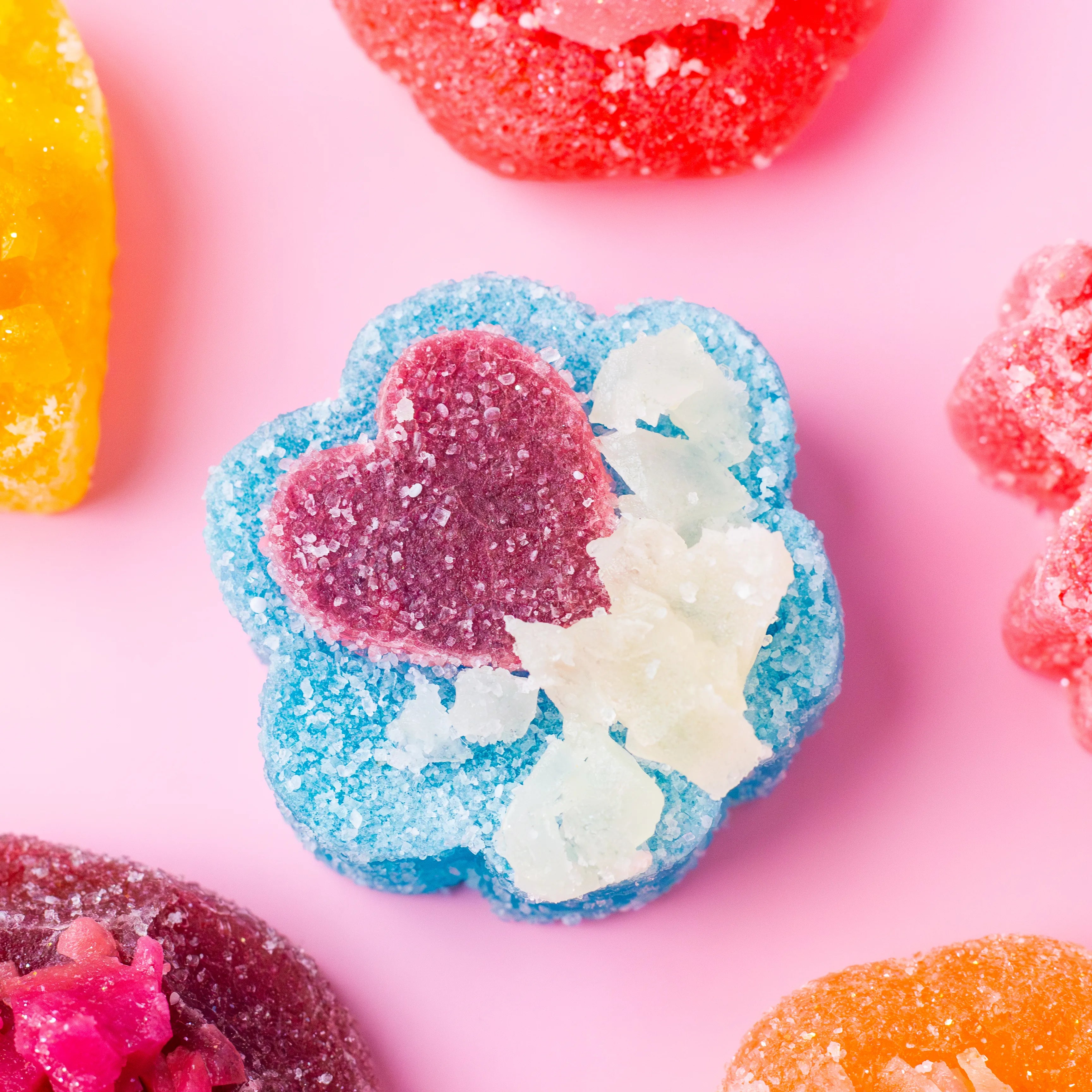 Blue sour crystal candy